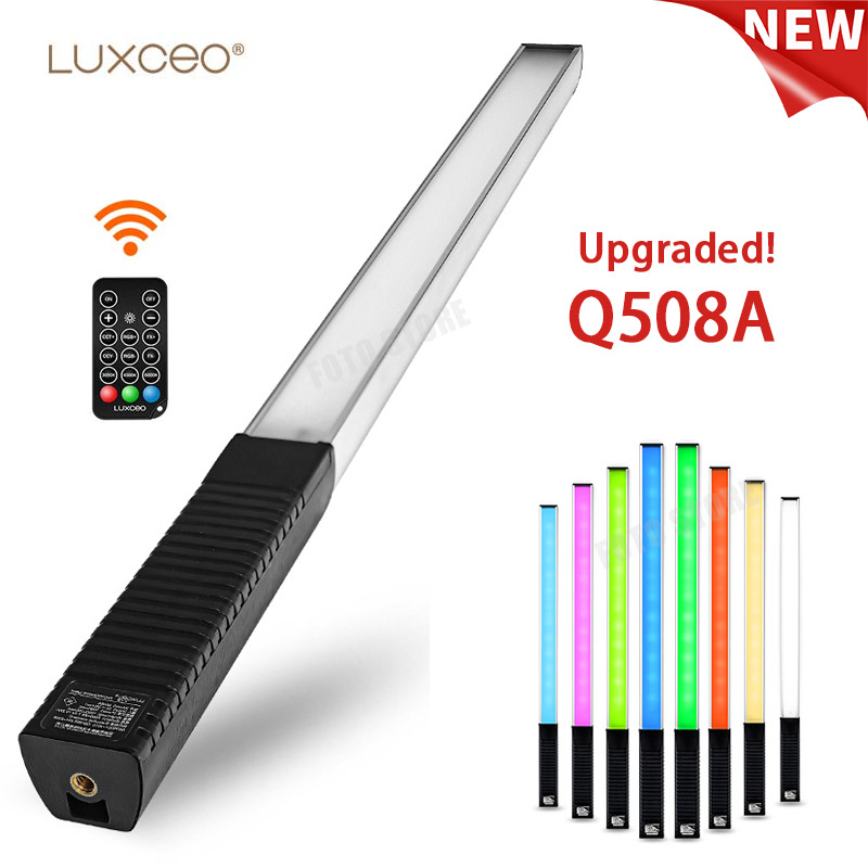 Päivitetty luxceo  q508a led valosauva putki kädessä pidettävä rgb pavotube valokuvaus video valokuva valaistus kaukosäädin 1000lm 2600 mah