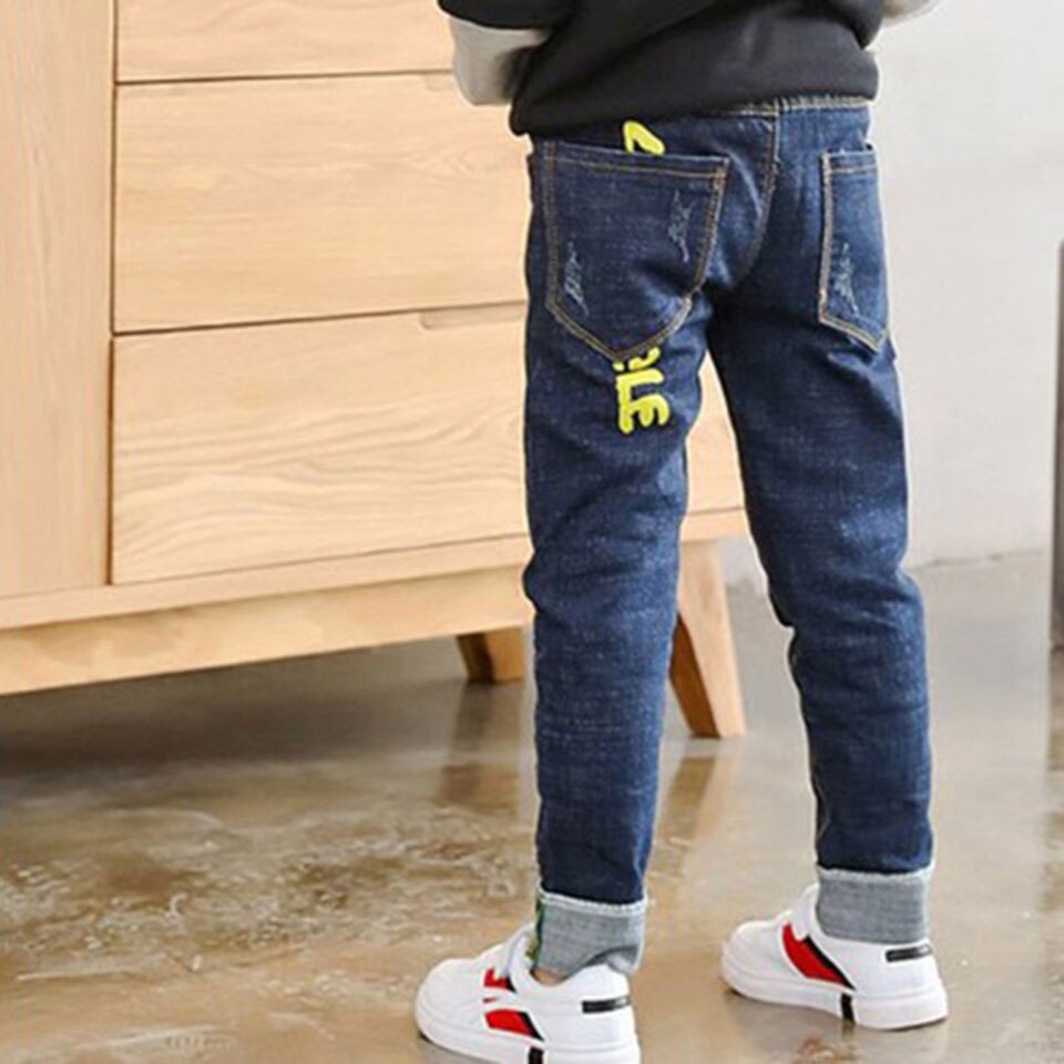 Mode Blauwe Kleur Jongens Jeans Zachte Kids Broek Denim Jeans Cowboy Ontwerpers Lange Broek Voor Jongen Casual Jeans Voor 4-13