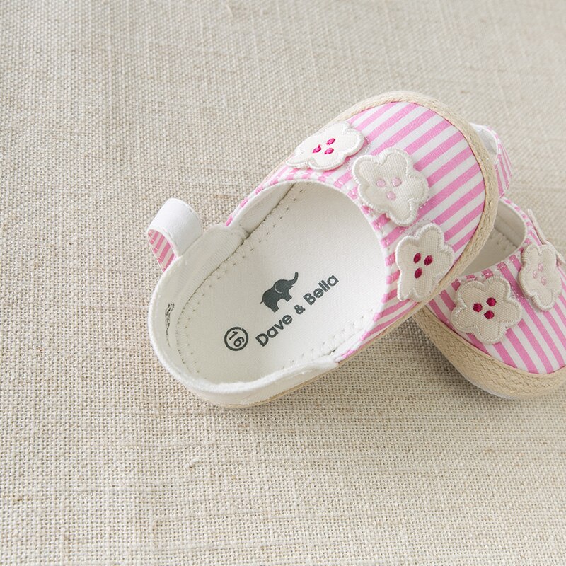 Db12848 dave bella forår baby pige stribede sko født pige afslappede sko blomster barnd sko