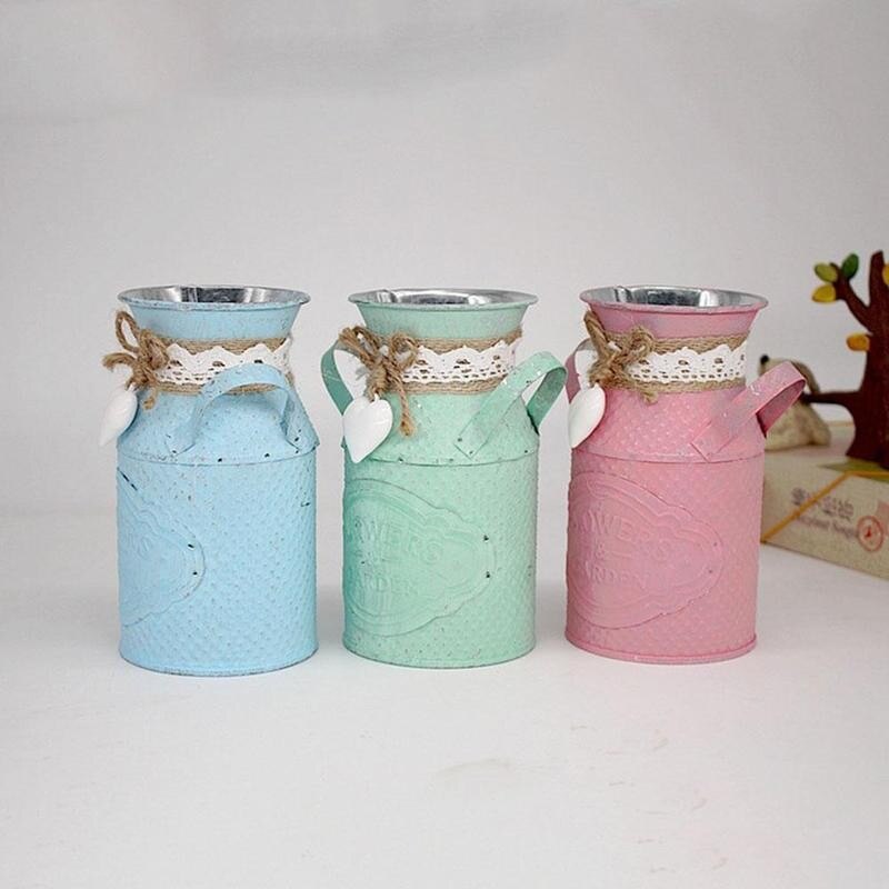 Maceta redonda para flores para sala de estar, jarrón con personalidad, adornos de estilo Pastoral, jarrón decorativo artesanal de hierro forjado