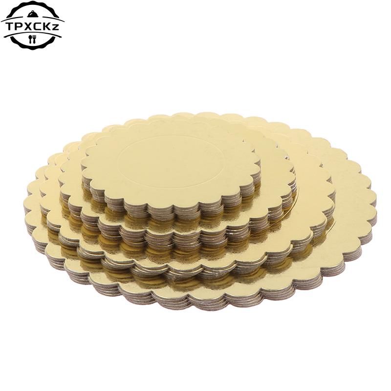 5pcs Cake Board Round Disposable Dessert Tray Gold Cake Base Cardboard For Wedding Birthday Party Kitchen Accessories Cake Tools