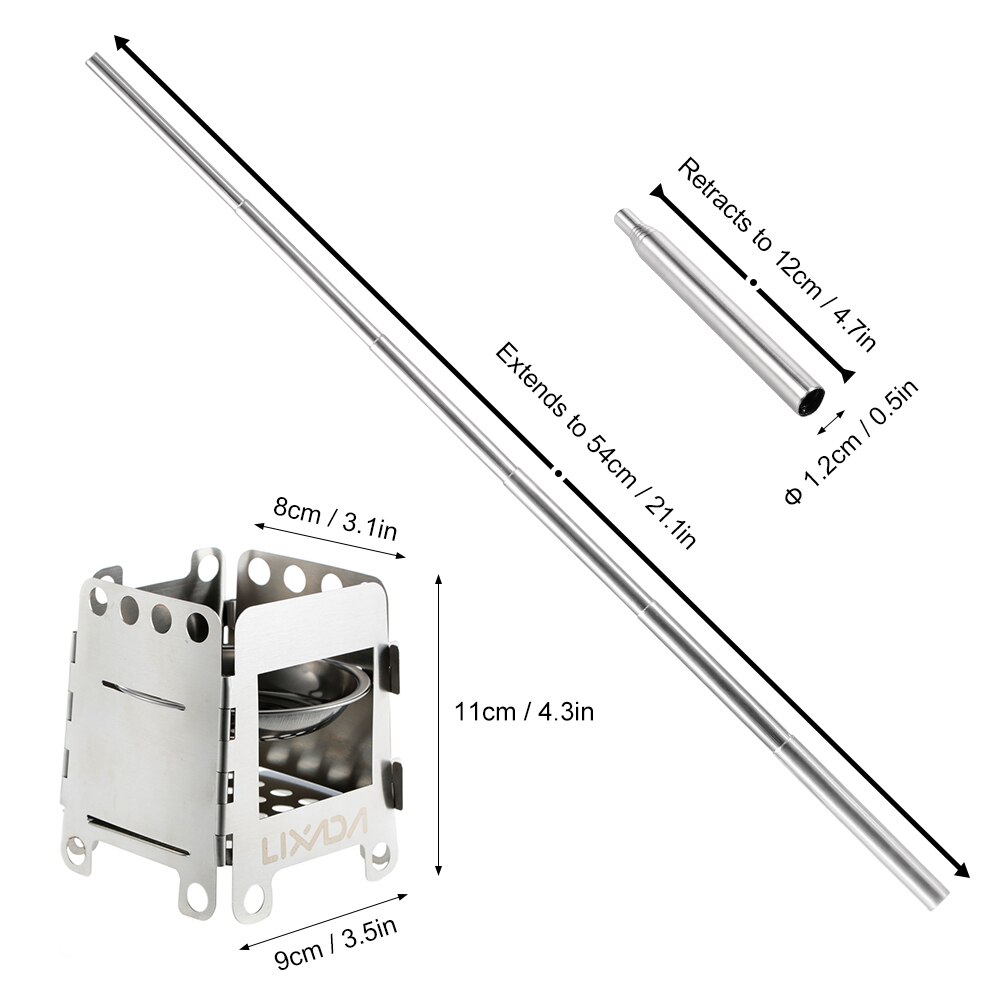 Lixada poêle à bois pliant poêle à alcool Portable pique-nique en plein air cuisinière barbecue brûleurs titane Camping poêle en acier inoxydable avec sac: Type2-1