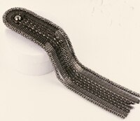 ZY DIY Provided! 2pcs/pair Punk Cool Black Silver Gold Long Metal Alloy Tassel Epaulet Badge Free Alloy Badge: black