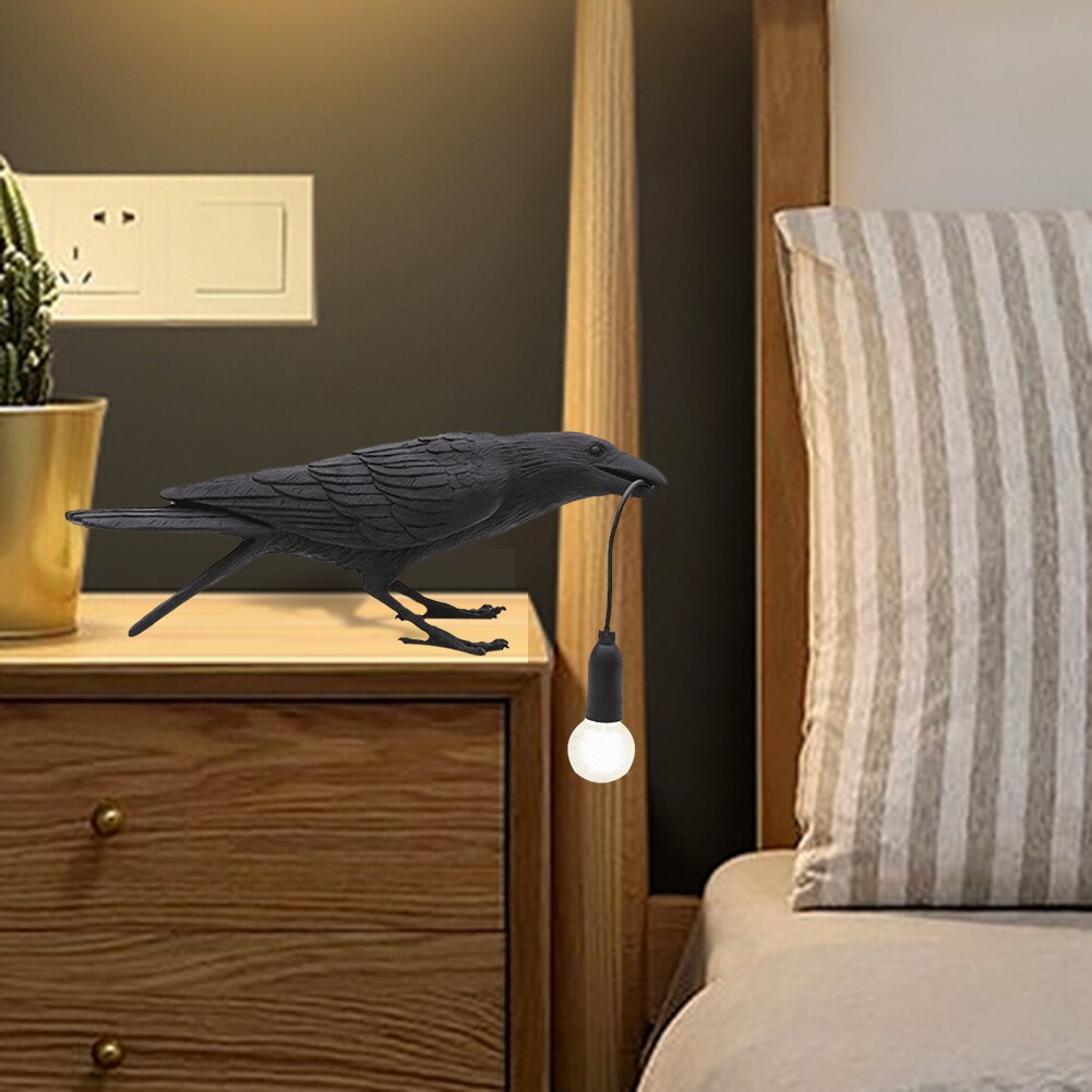 Animal Bird Table Lamp Aisle Bedside Lamp Lucky Bird Bedroom Decor Nordic Led Table Lamp Resin Crow Desk Lamp Wall Light