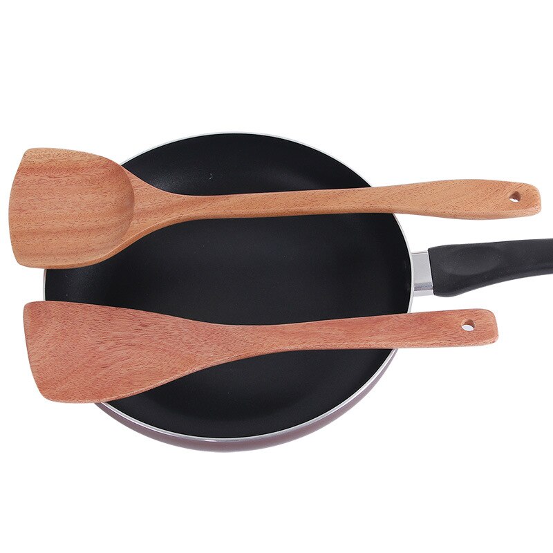 Vacclo Wooden Cooking Spatula Soup Spoon Rosewood Kitchen Utensil Korean Style Long Handle Turners Smooth Surface Polished
