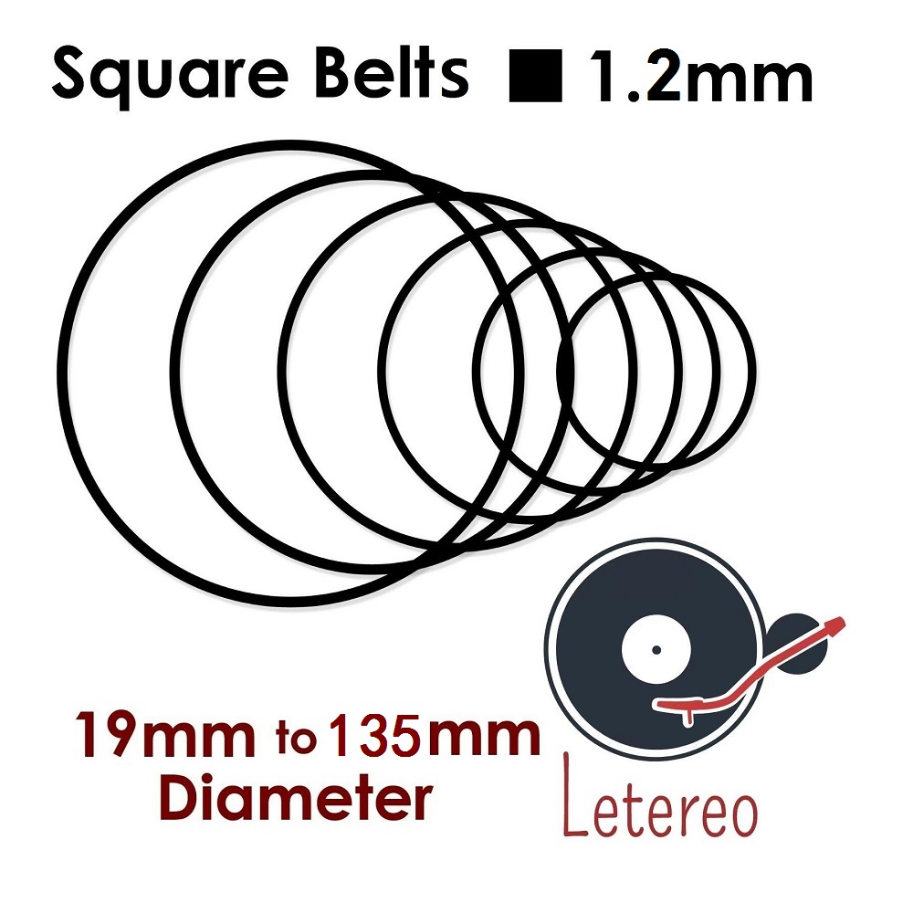 1.2mm Cross Section Square Cut Belts 19mm to 135mm Inner Diameter Motor Drive For VCR,Cassette,CD,DVD Players Or Recorders