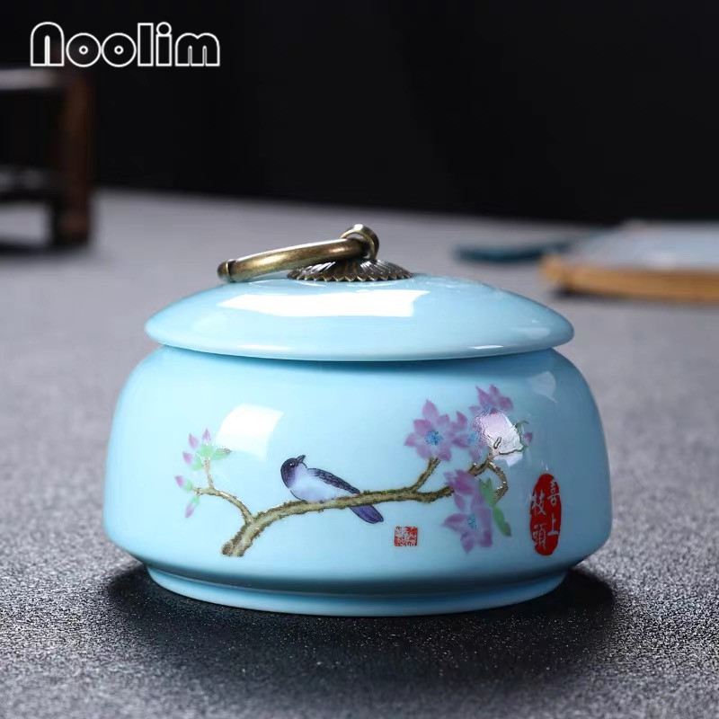 Portable Travel Ceramic Sealed Pot Small Storage Box Household Tea Caddy Canister with Lid Kitchen Spice Jar: G