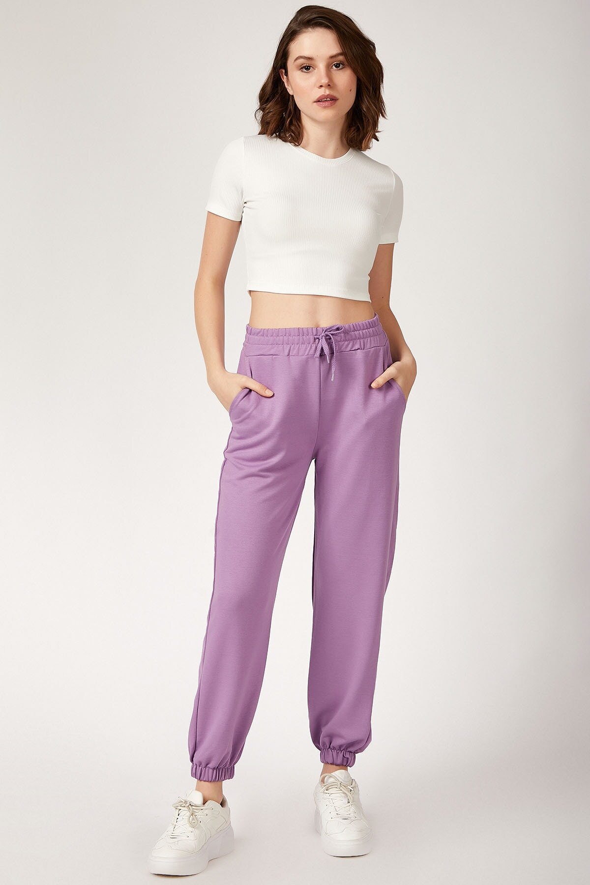 Pantalon de survêtement poche lilas femme