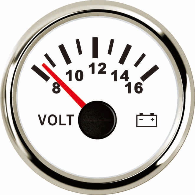 12 V 2 "52mm Auto Refit Meter Volt Voltmeter Gauge Chrome Bezel Wit Panel 8 ~ 16 V Auto Gauge