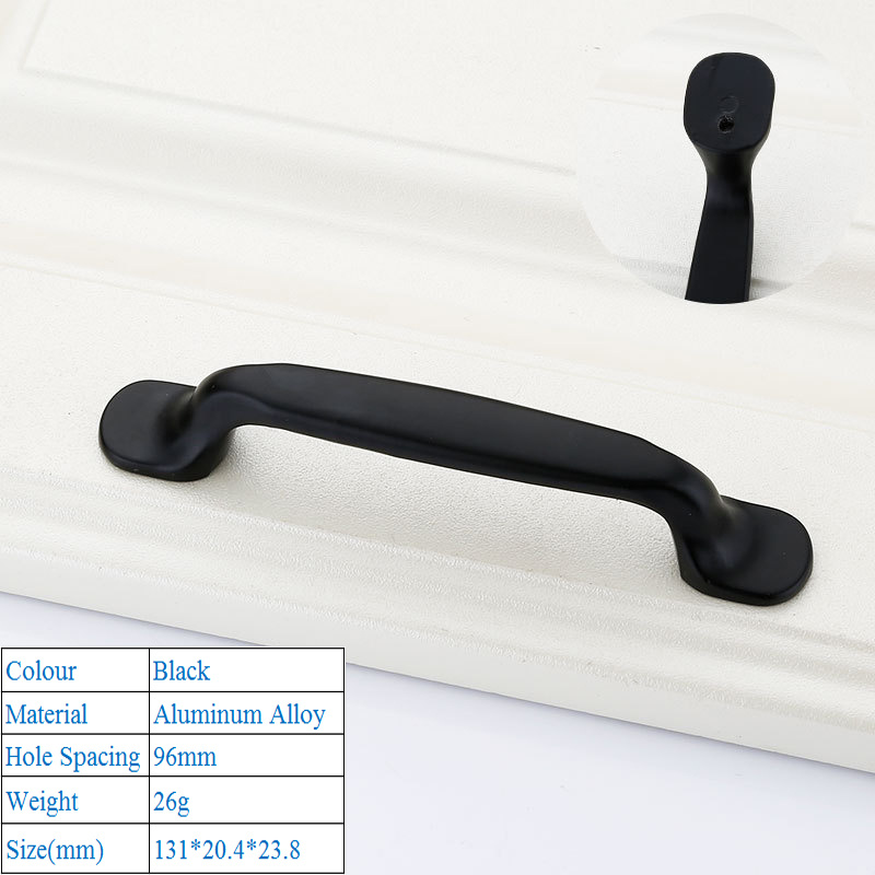 Poignée de porte noire moderne, à la américaine, poignée de meuble décorative: D 96mm