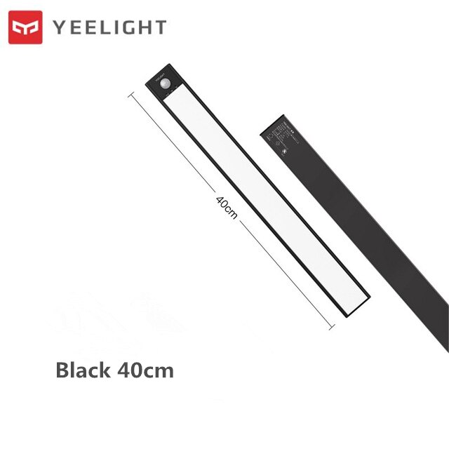 ( Global Version )YEELIGHT Sensor Night Light LED Smart Human Motion Induction Light Bar Rechargeable Corridor Wall Cabinet lamp: black 40cm