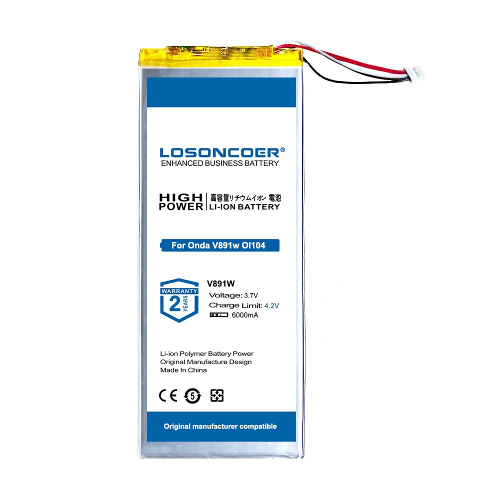 Losoncoer akku 6000 mah für onda  v891w -kanal (modell  oi104) 5 lines tablet ersatzakku mit hoher kapazität)
