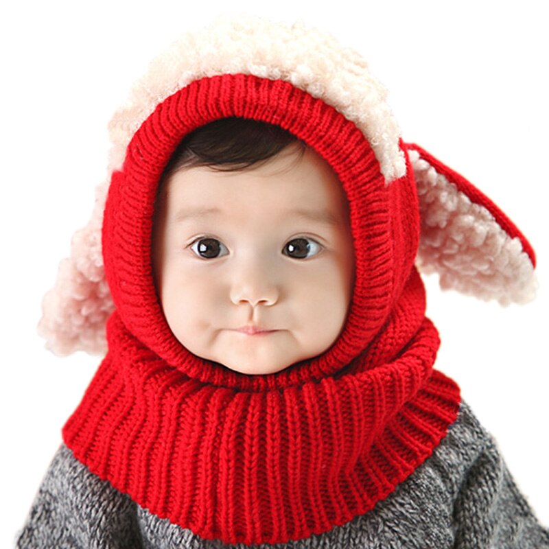 Winter Baby Hat Nek Warmer Joint Kids Kinderen Hond Caps voor Jongens Meisjes Haak Gebreide Beanie Hoeden Baby Peuter Mode