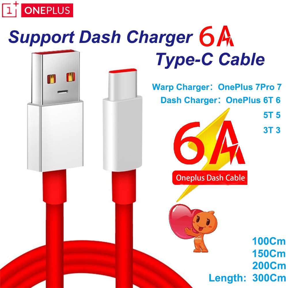 OnePlus 7Pro Dash Ladegerät Kabel 6A Typ-C Kabel Für OnePlus 7 6 5T 5 3T 3 handy USB3.1 Daten Ladung 6A Dash Kabel 1M1. 5M2M