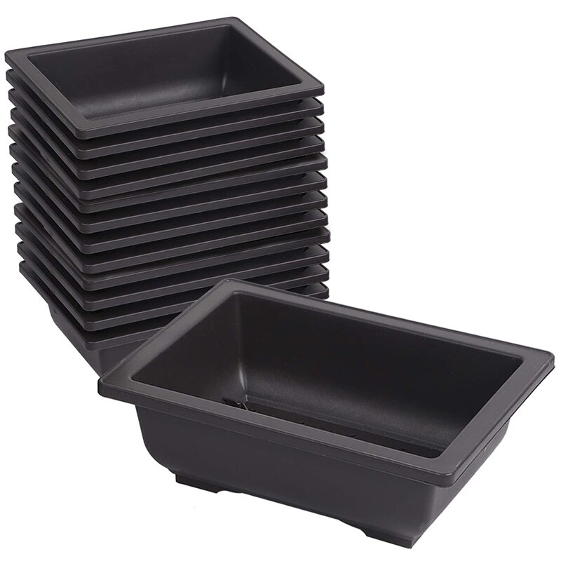 Rektangulär plast bonsai träningskruka, blomma och köttig kruka behållare, används för trädgård, heminredning: A