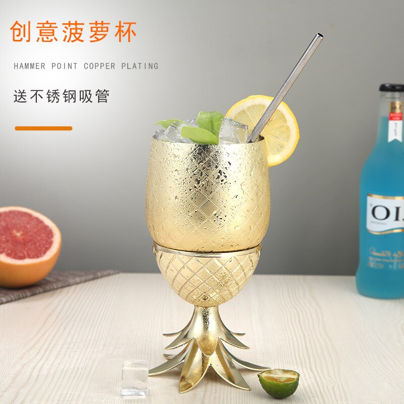 Verre à cocktail ananas en acier inoxydable de 500ml, verre à vin en métal, tasse de mule de moscou, verre à cocktail moléculaire spécial et bar