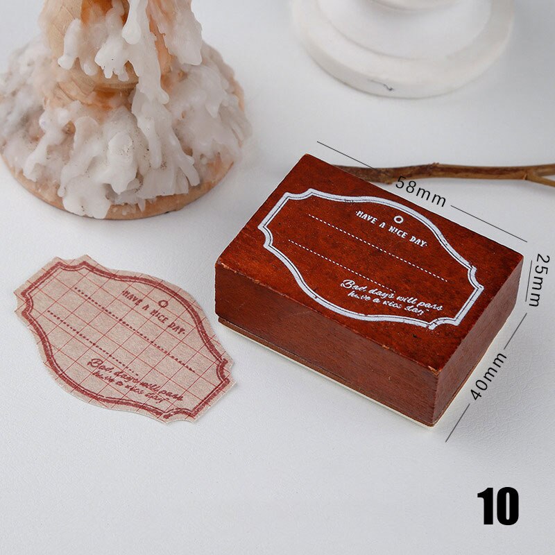 Timbre Standard Vintage pour Scrapbooking, étiquette à base de bordure noire, timbres en bois et caoutchouc, papeterie pour Scrapbooking, DIY bricolage: 10