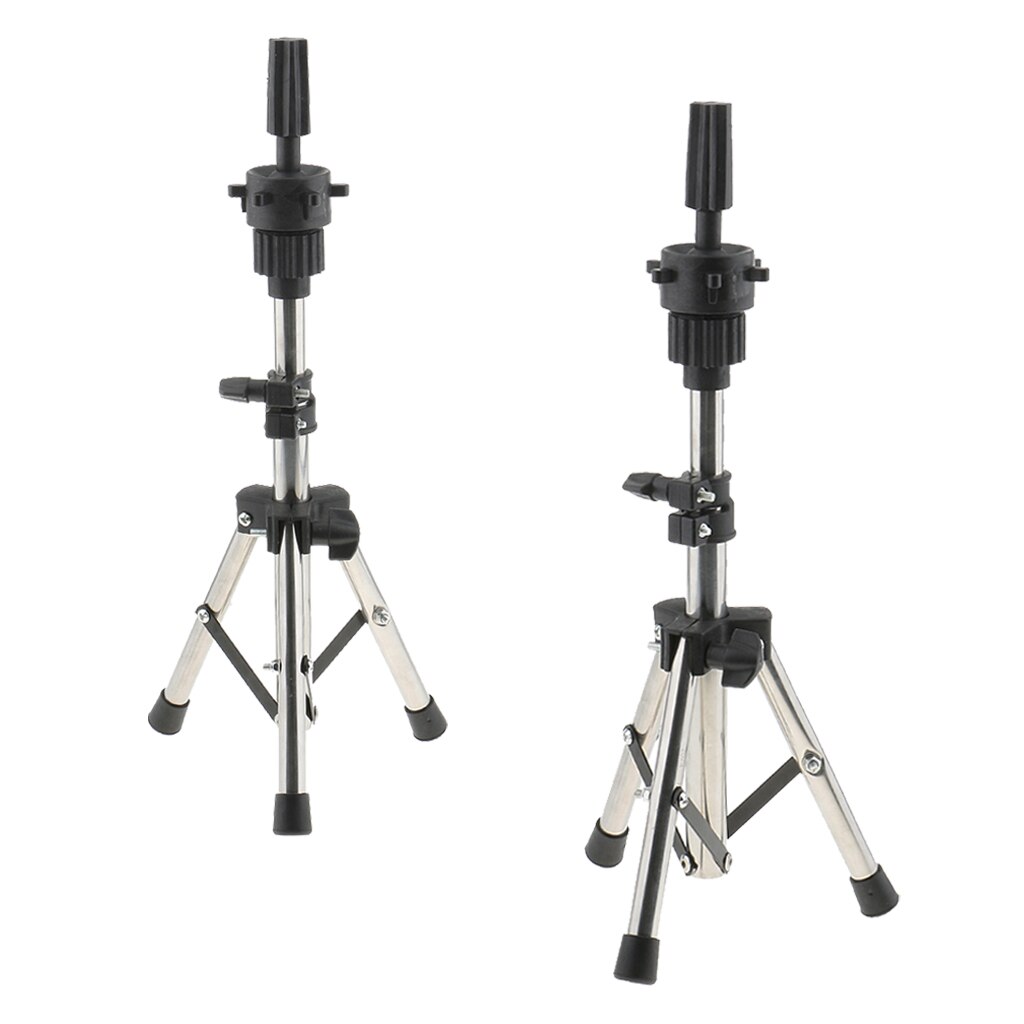 2 stuks Rvs Kosmetiek Mannequin Mannequin Hoofd Houder Tripod Stand