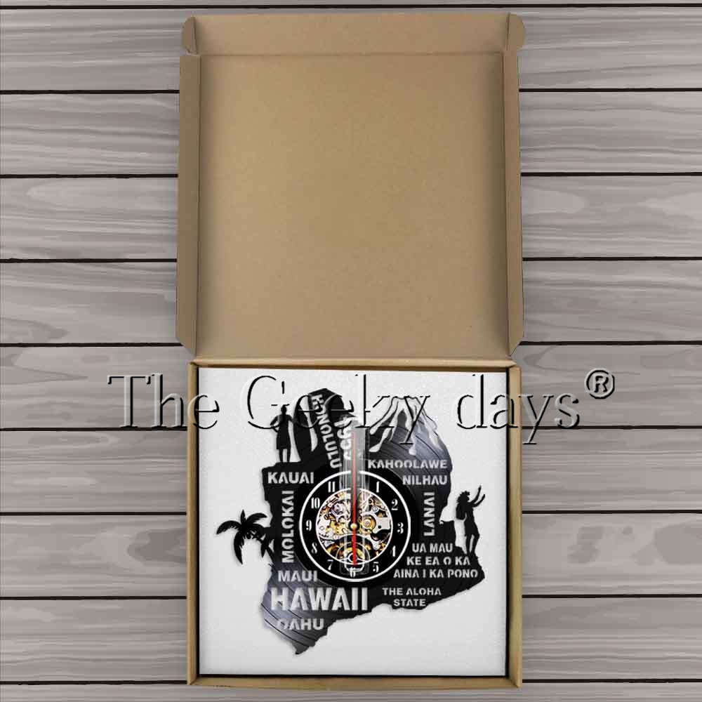 L'aloha state hawaii art horloge murale décorative molokai kauai kahoolawe nilhau hawaii horloge en vinyle 3d montres murales décor
