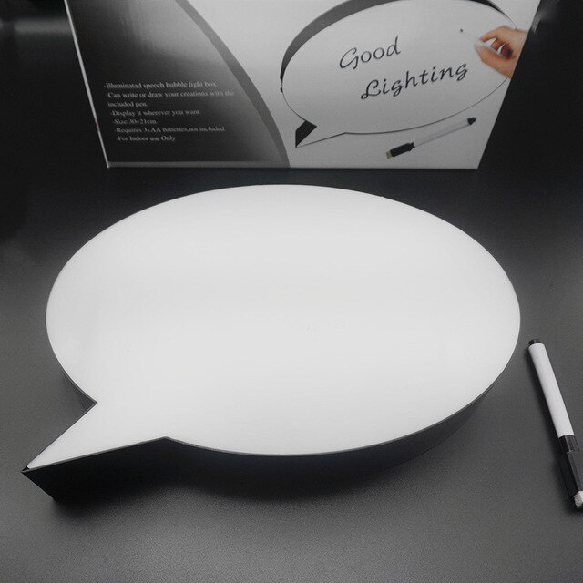 LED Message Handwriting Letter Light Box Speech Bubble Shape Writing Board add 2Colors Pen for Birthday Party Wedding Light Box: Default Title