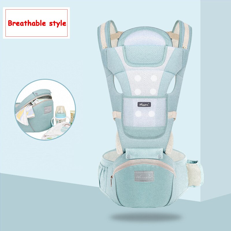 2022 0-48 Month Ergonomic Baby Carrier Infant Baby Hipseat Carrier 3 In 1 Front Facing Ergonomic Kangaroo Baby Wrap Sling: green Breathable 354