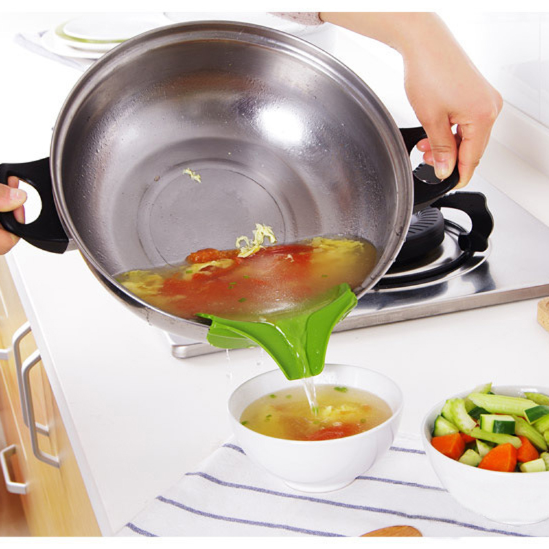 4 Stks/partij Keuken Gadget Silicone Trechter Gieten Soep Water Deflector Afleiding Nozzle Potten En Pannen Ronde Velg Vloeibare Nozzle Tool