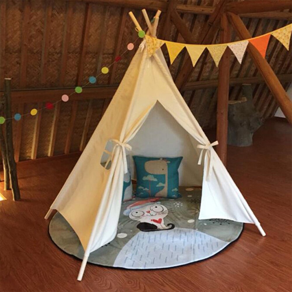 Baby Portable Tents Cotton Canvas Children's Tent Portable Foldable Game Teepee Outdoor Kids Play House Girls Wigwam Game House