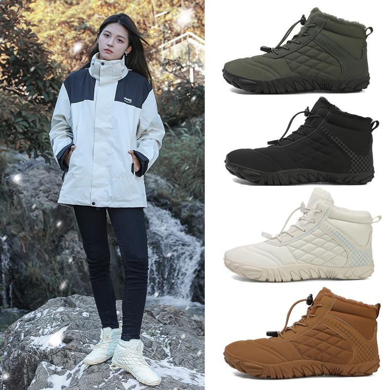 Herre- og dame vinterstøvler med barfodet greb, slip-on varme zero-snestøvler, brede ankelstøvler med tå, minimalistiske vandtætte