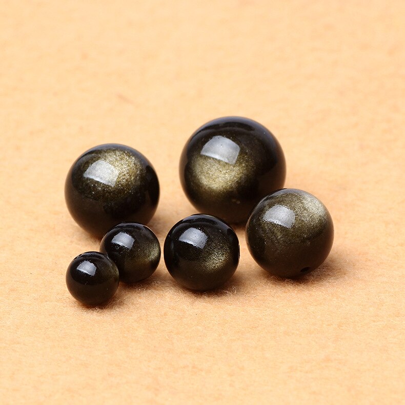 Natural Gold Obsidian Gemstone Beads 4/6/8/10/12/14mm Pick Size Round Loose Stone Accessory For Jewelry Making: 5-6mm63pcs 1lot