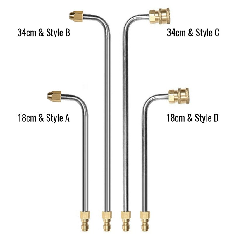 90 Degrees Curved Rod Washer Gutter Cleaner Attachment Pressure for Lance Wand 1/4 Inch Quick Connect Car Pressure Washer Nozzle