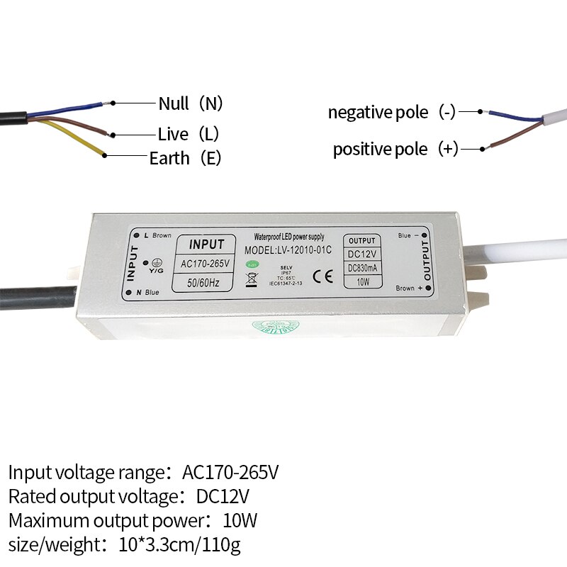 12V power supply IP67 waterproof constant current transformer LED lamp stable IC ballast 10W/20W/30W/45W/60W/80W/100W spot