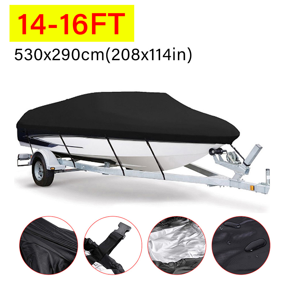 Boat Cover 190T 14-22FT Yacht Boat Cover Anti-UV Waterproof Outdoor Protection Heavy Duty Marine Fishing Speedboat: Blue