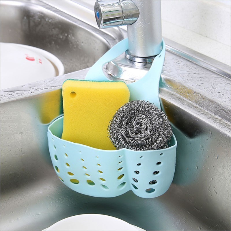 Évier de cuisine éponge stockage suspendu panier réglable bouton pression Type Drain support robinet stockage Drain paniers ménage