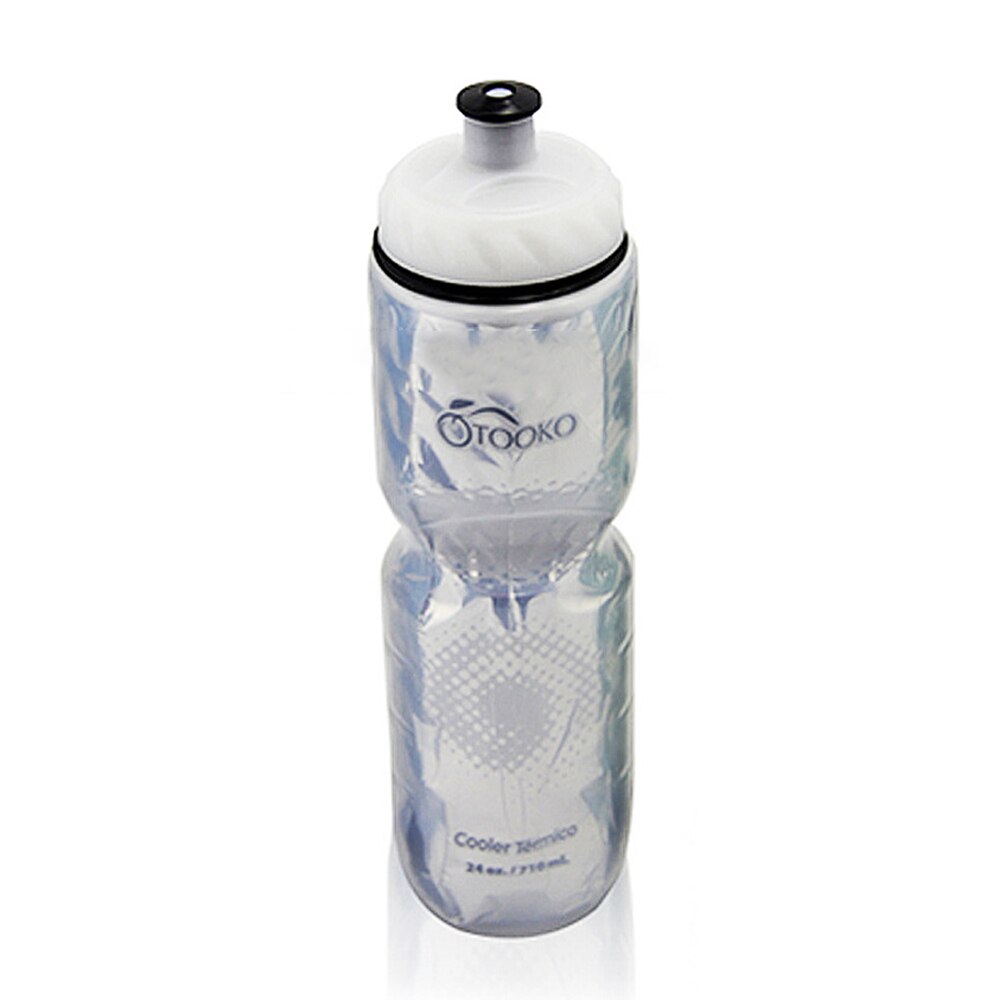 Botella de agua para bicicleta, bote de doble capa de 710 ml, térmica y fría, para exteriores, equipo de ciclismo: Silver