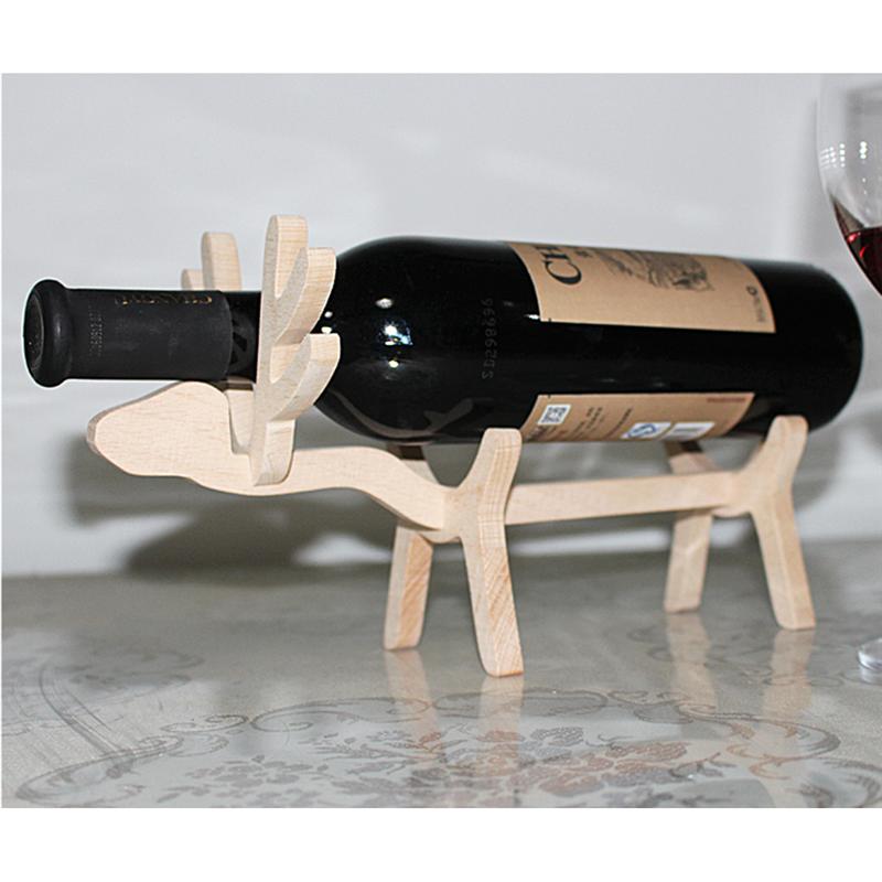 Adorable lámpara de ciervo, estante de madera para vino, soporte para botella, soporte para cocina, Bar, exhibidor, vino, adorno artesanal, decoración para el hogar, bodas
