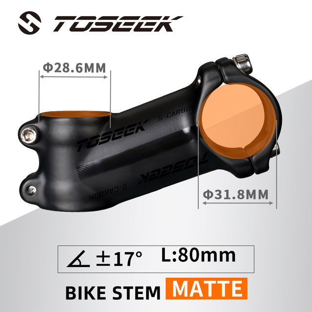 TOSEEK Ultralight Aluminum Bike Handlebar Stem 6° 7° 17° 25° Degree Mtb Stem 35mm-120mm Power Mtb 31.8mm Mountain Bicycle Stem: Orange