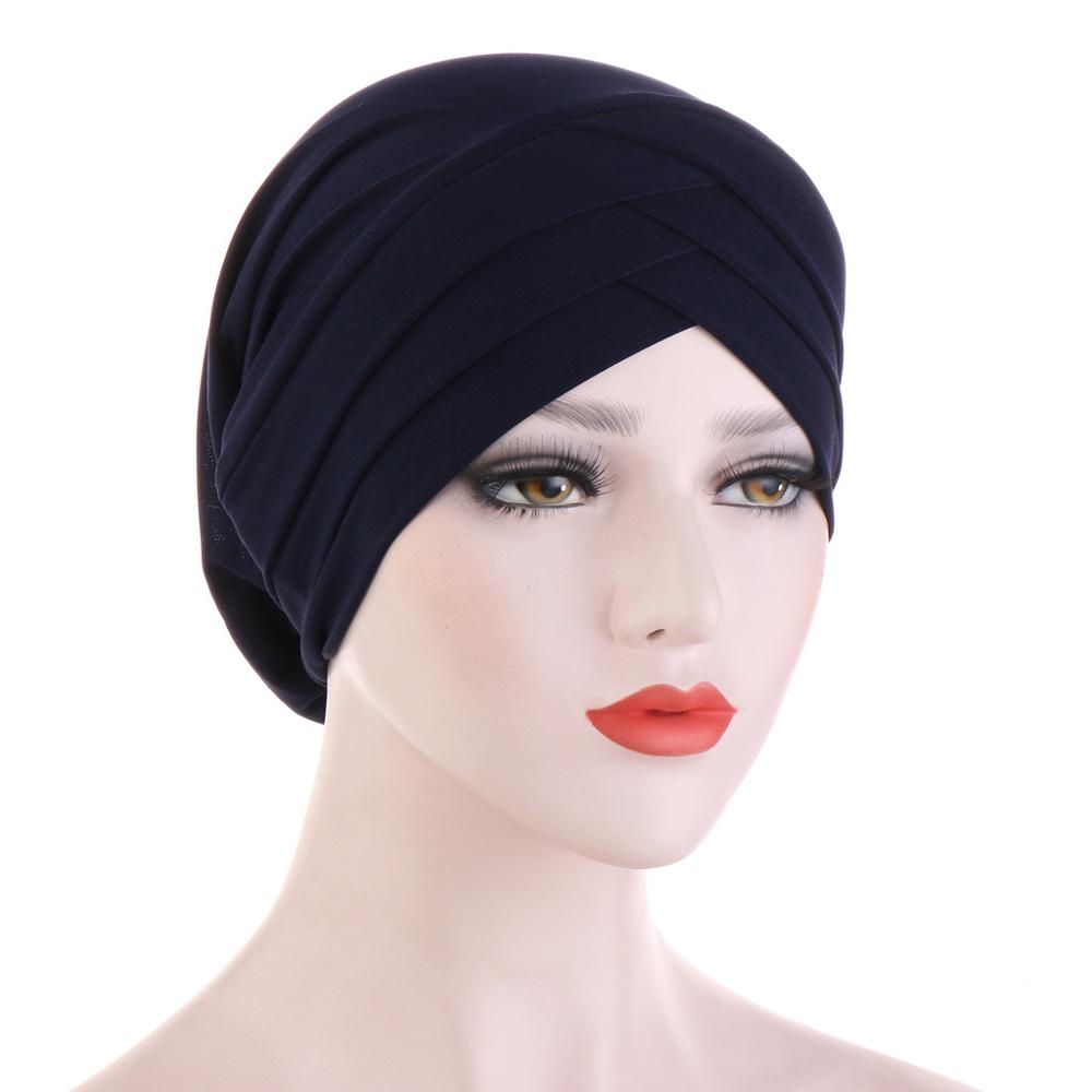 Front croisé Turban musulman couleur Pure coton extensible Hijabs intérieur pour casquettes prêt à porter femmes foulard sous Hijab Bonnet: 13