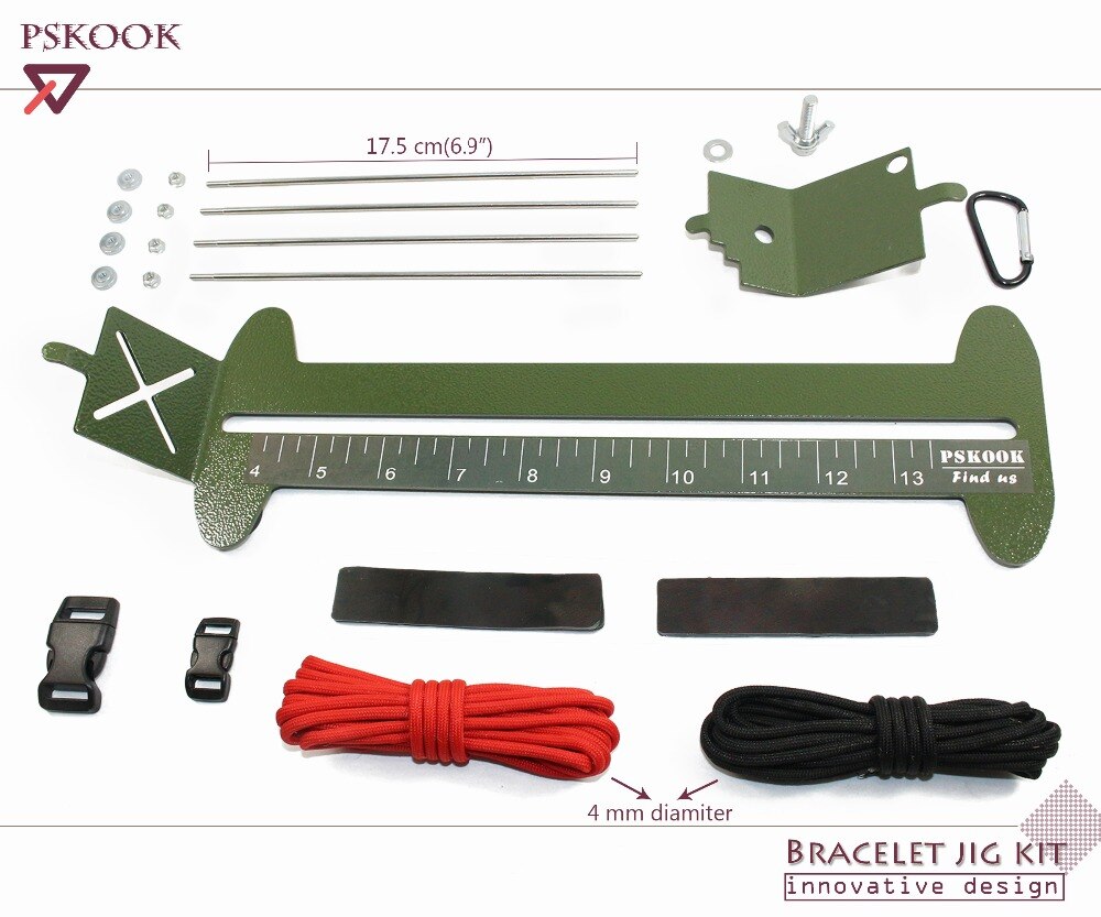 PSKOOK Plantilla de Puño de mono y plantilla de Paracord fabricante de brazaletes Para herramienta de cuerda Kit tejido de Metal ajustable DIY Craft Maker 4 "a 13"