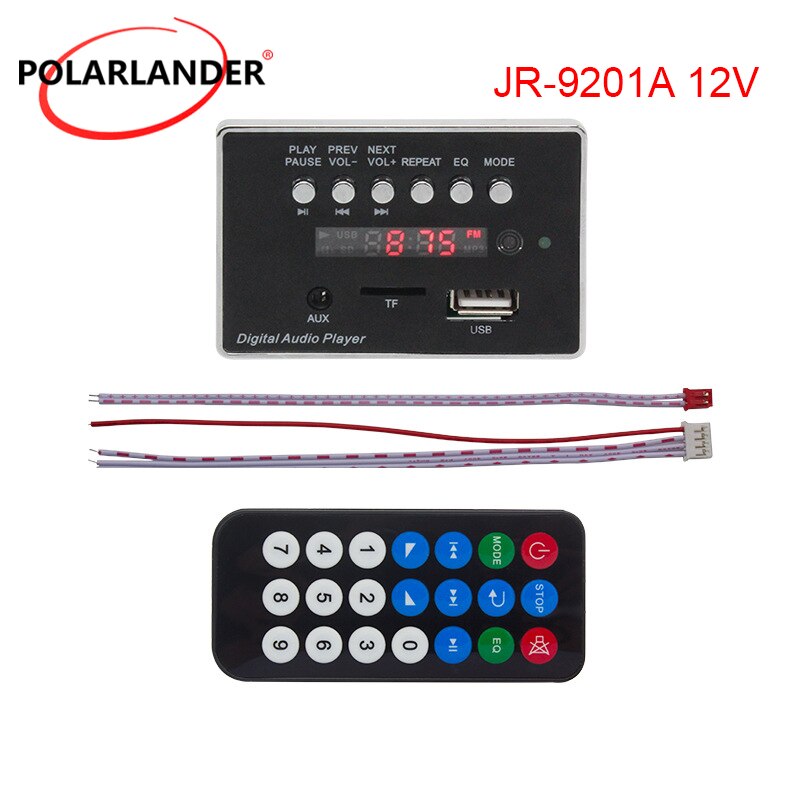 MP3 decoder Black Card FM 5V 12V JR-9201A Player Car Audio With Remote Control Suitable for Car and Home Radio
