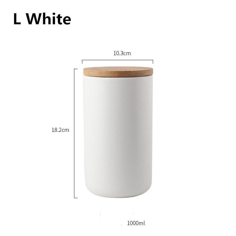 Ceramic Airtight Cereal Dry Food Container Kitchen Storage Box Fridge Smell Proof Organizer Kitchen Accessories Tools: L White