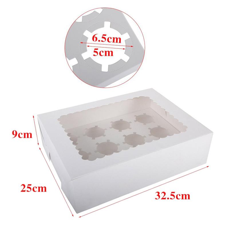 5Pcs Draagbare 12-Holte Cupcake Box Container Muffin Venster Doos Holding Cupcakes In Taartdoos Cupcake Box Container (Wit)