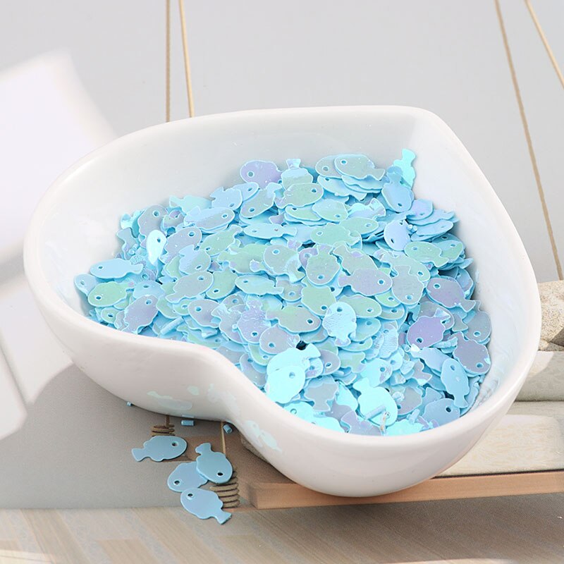 10g/bag 5*7mm Colorful Fish Sequins DIY Slime Material Sequins Fittings for Needlework Craft Costume Jewelery 720pcs: AB Light Blue