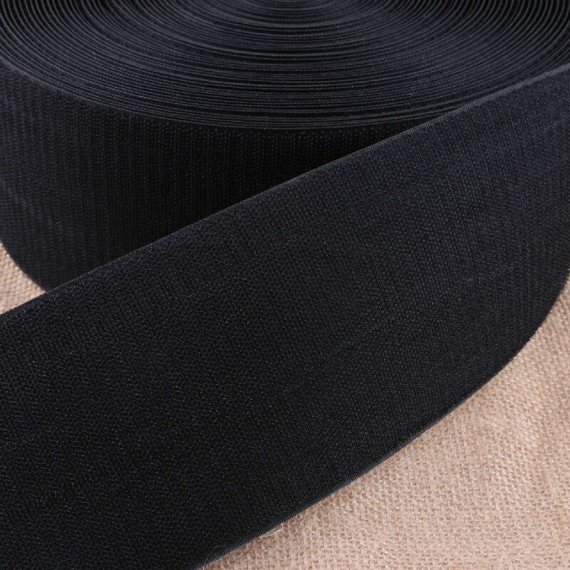 Haak en Lus 10 M * 5 cm Kleverige Zelfklevende Magic Tape Lijm Fastener Grip Tape Achtergrond Muur reclame Doek Productie: Black