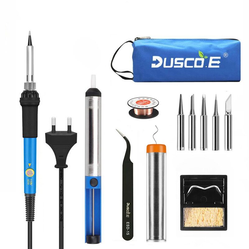 80w 110v 220v justerbar temperatur elektrisk lödkolv kit svetslödning omarbetning station värme penna reparation verktyg set: 110v us-kontakt / 60w järnsats c