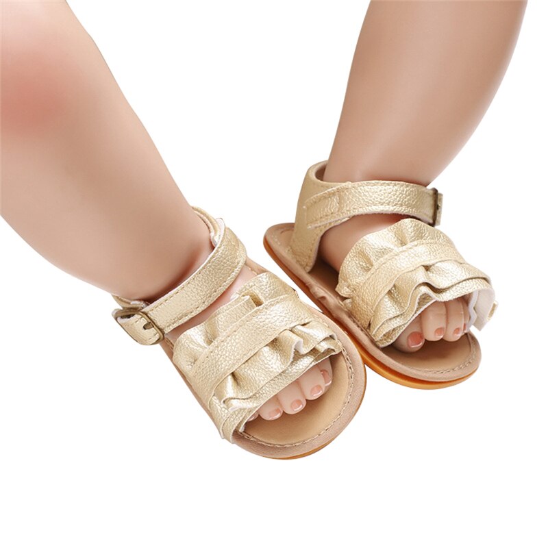 Baby 2020 trend baby meisjes zomer sandalen pu leer ruches zachte zool antislip stijlvolle strand casual schoenen schoeisel
