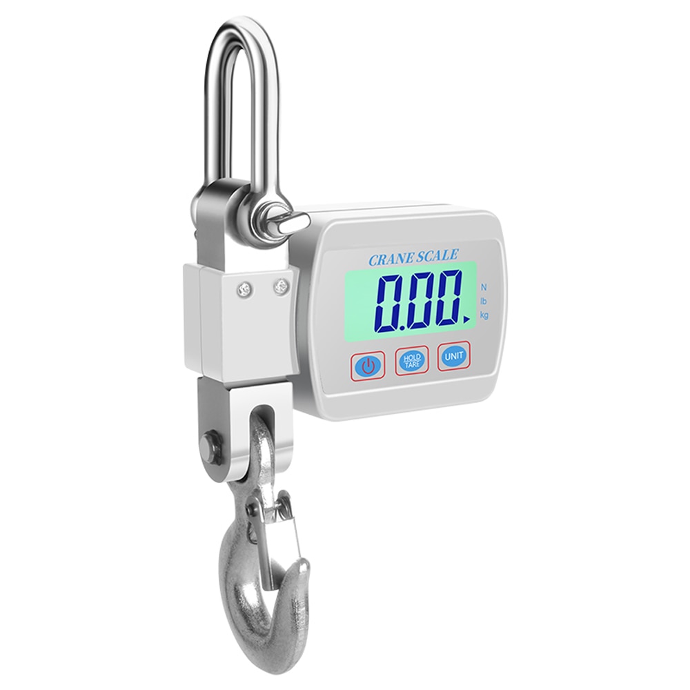 Báscula Digital LCD de 0,05-500kg, báscula de grúa, báscula electrónica Industrial portátil, báscula colgante con gancho de peso resistente, herramienta de pesaje: Blanco