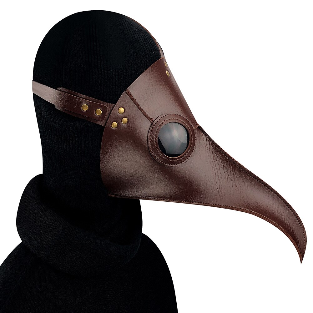 Hvid sort pest læge pu læder maske halloween fugl lang næse næb steampunk masker: Hg107