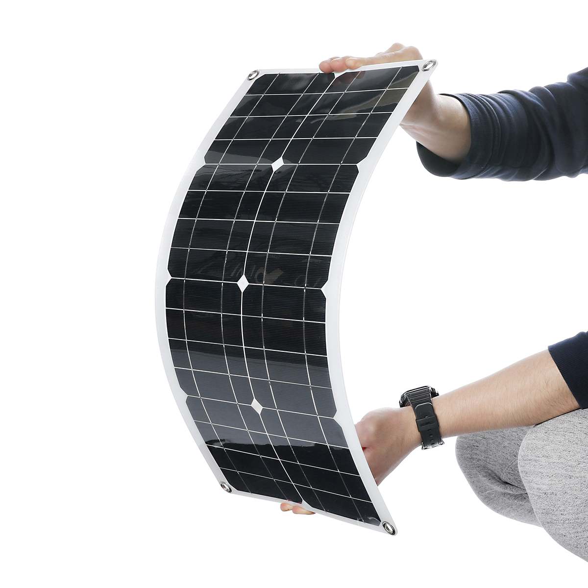 Mono Solar Panel 30W DC 12V USB 5V Monocrystalline Flexible Solar Cells Waterproof Battery Charger 53x29cm for Car RV Ship Boat