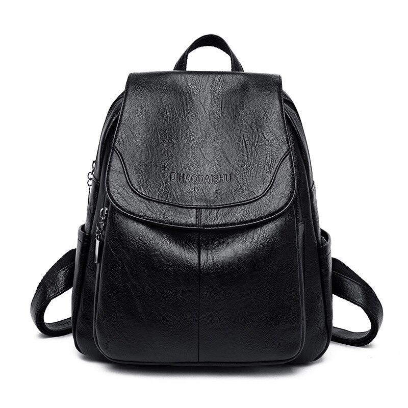 Grote Vrouwen Rugzak Leer Vrouwelijke Reizen Schoudertas Rugzak Vrouwen School grote Terug Zak Rugzak voor Meisje Mochila: BLACK