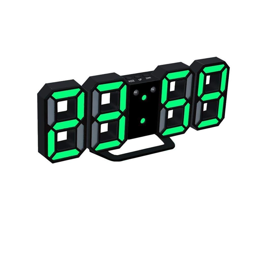 Modern Wall Clock Timer 3D LED Digital Wall Clock Temperature clock H1J9: Green